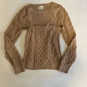 Anthropologie Brown Cable Knit Sweater Set